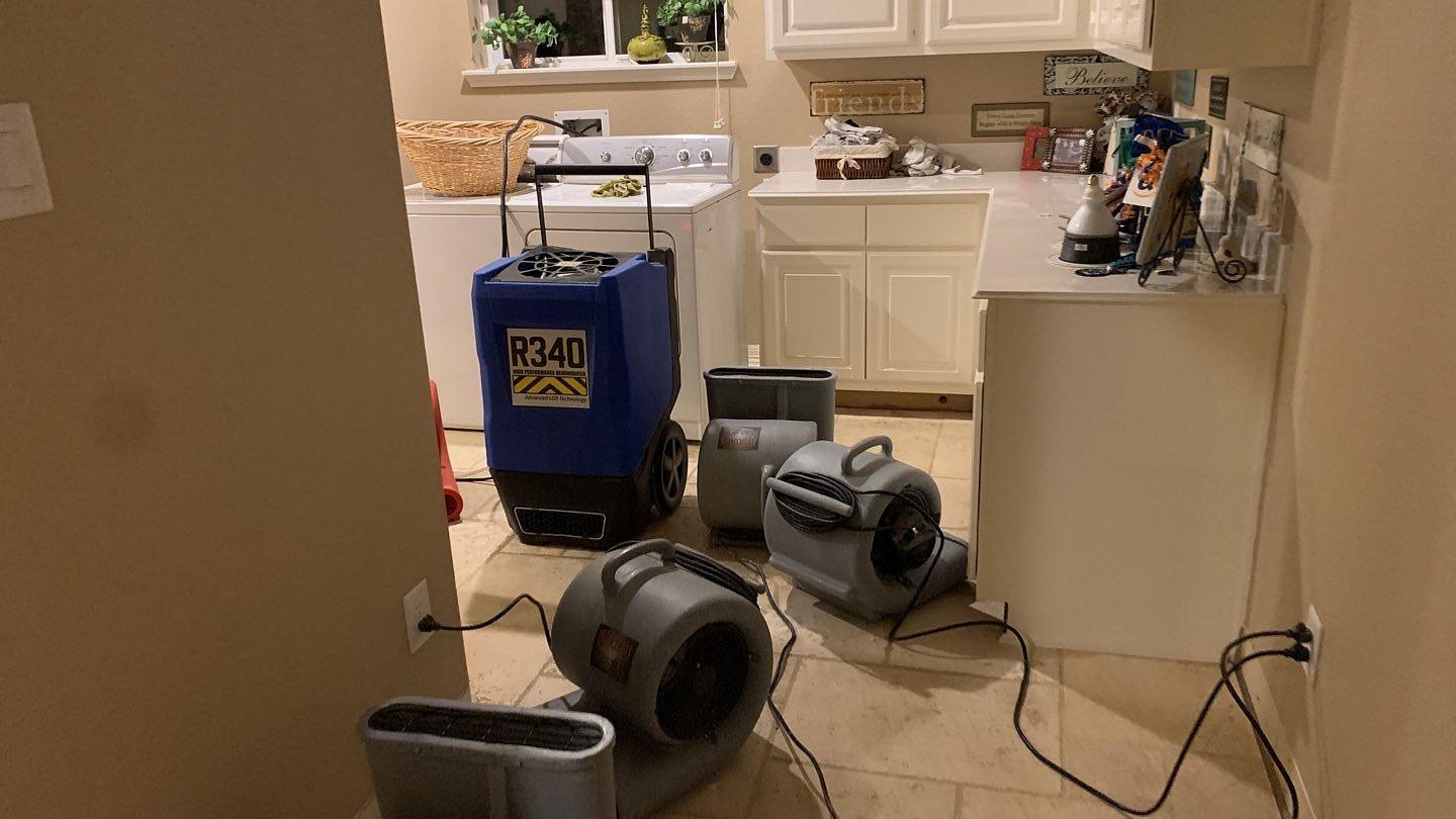drying units in water damaged kitchen